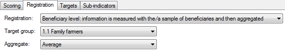 Registration tab of the Indicator detail pane