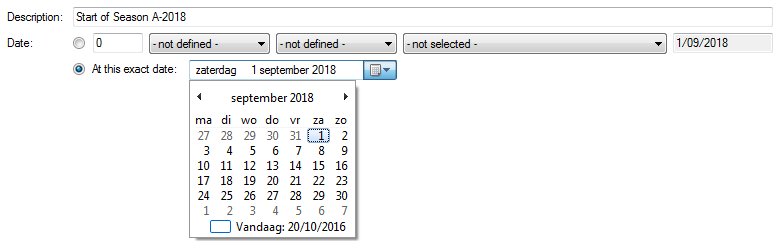 Selecting an absolute date in the key moment details pane