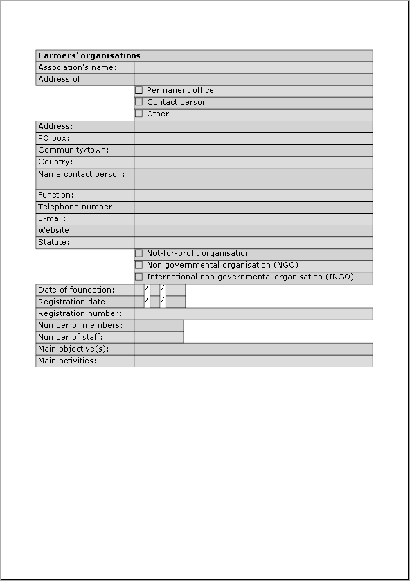 Print preview of the Target Group Identification Form
