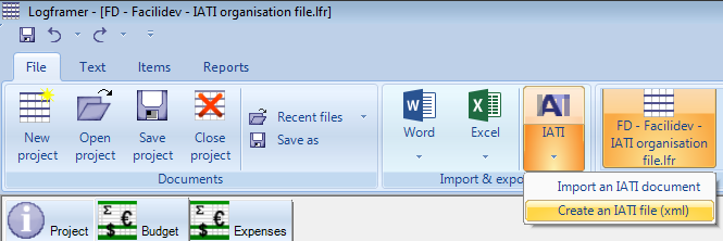 Exporting to IATI file formats