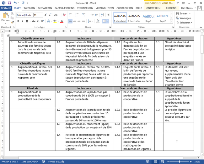 Creation D Un Nouveau Document Ms Word Avec Votre Cadre Logique Logframer