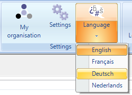 Language options for the user interface